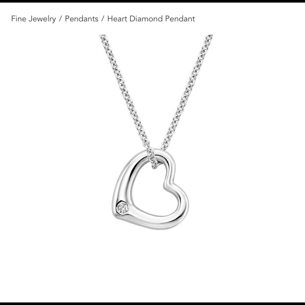 Silver heart diamond pendant